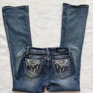 Grace Y2K Lowrise Flare Jeans Pocket Design Kid's Size 12 Bootcut Vintage Pocket